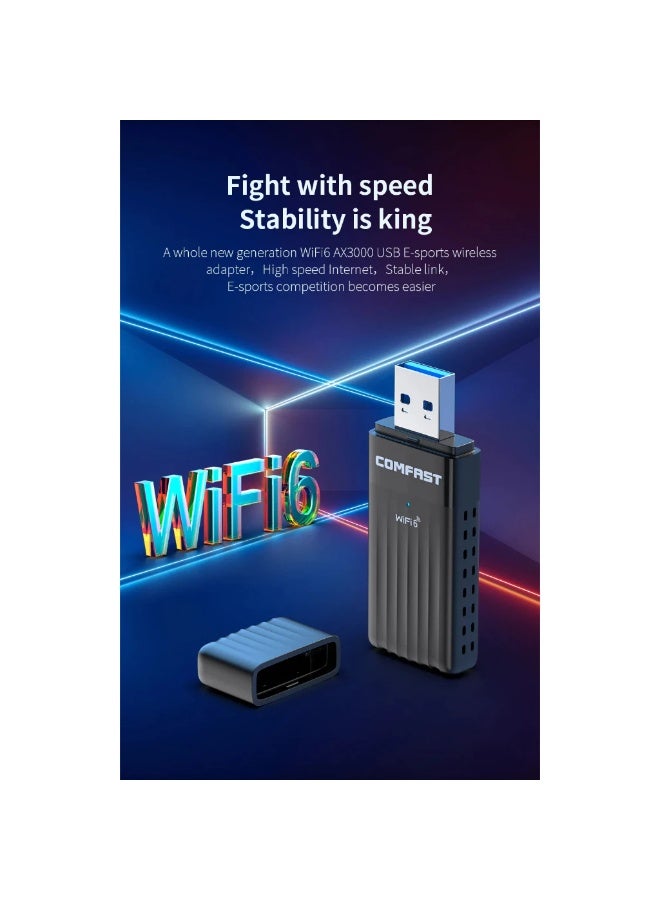Comfast AX3000 WiFi 6 Wireless Adapter High Speed USB3.0 Network Card 3000Mbps Support OFDMA WPA3 For Desktop Laptop Win10/11 CF-970AX - Image 3